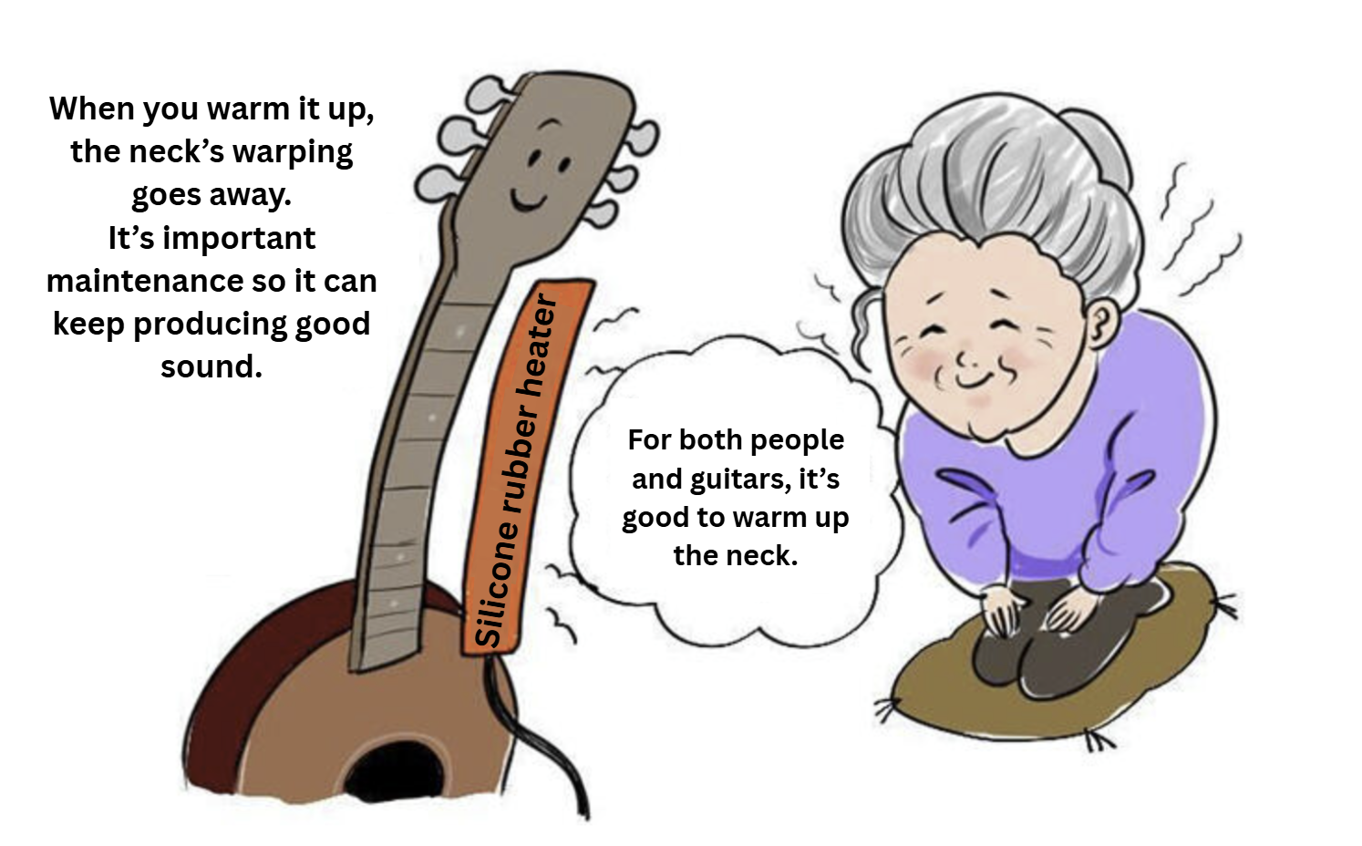 A strong ally for guitar repair. Neck iron with silicone rubber heater.