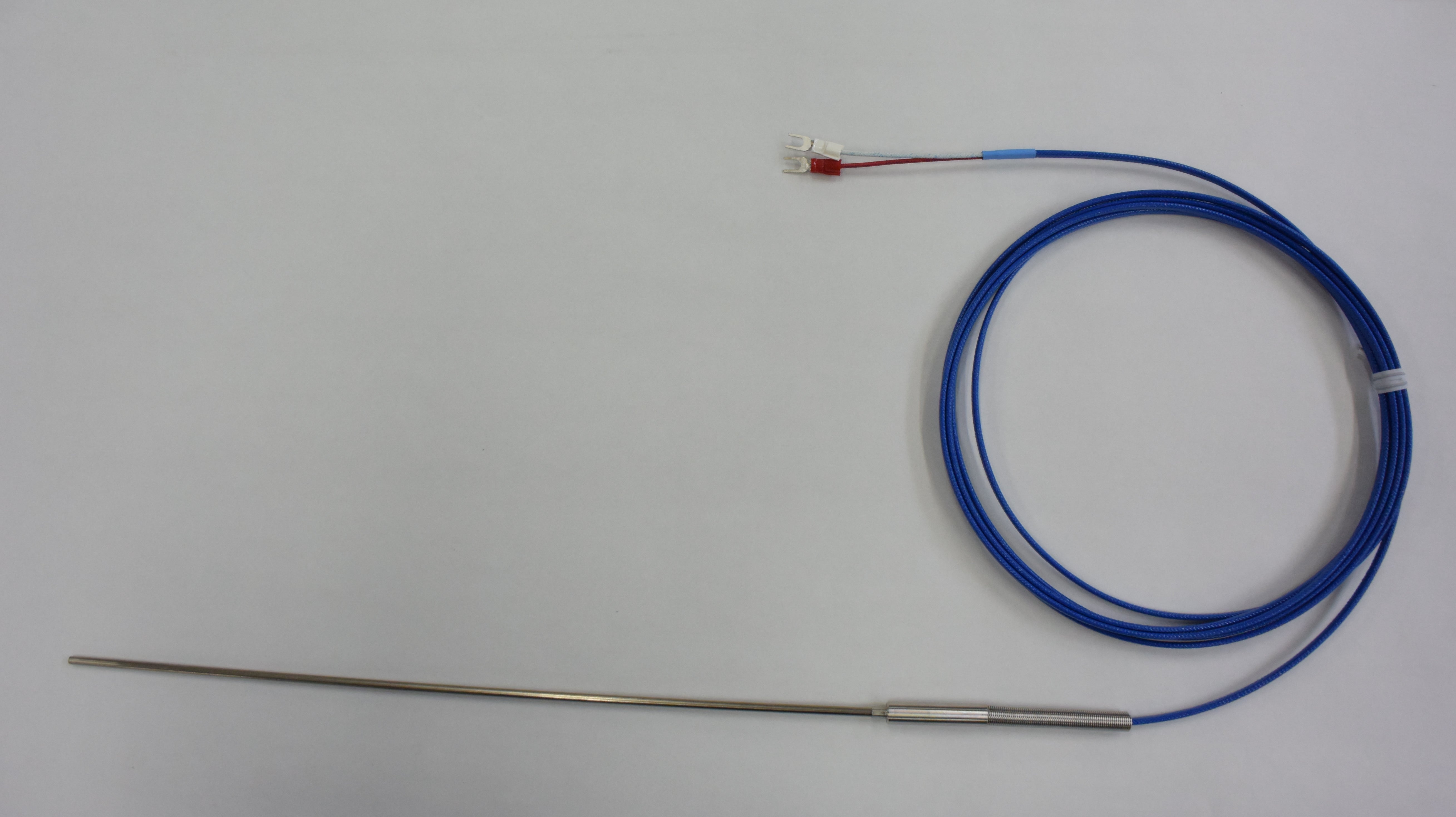 Thermocouple (Type K) "Sheathed Type" (glass coated) Maximum temperature of the sheath: 250°C (sleeve 80°C), Tolerance: Class 2 (±2.5°C or ±0.75%)